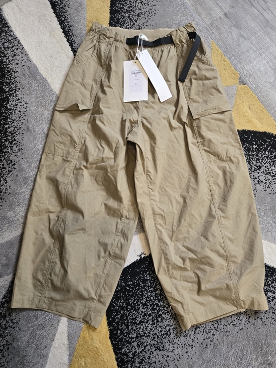 Pants - Light Khaki Wide-Leg Cargo Pants